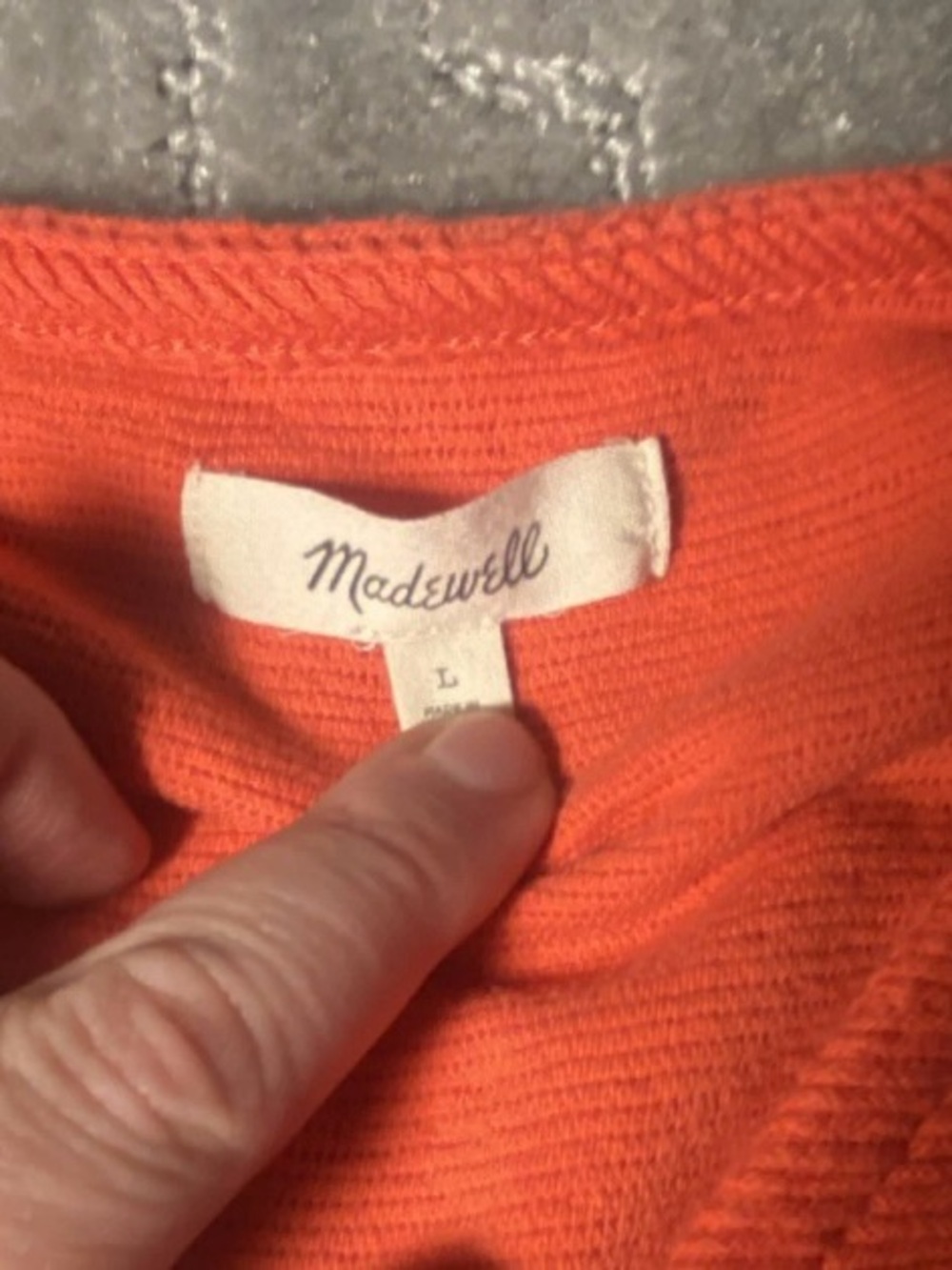 Orange Ribbed Crop Top Fitted Stretch V Neck Minimalist Casual Summer Basic L - Picture 3 of 6